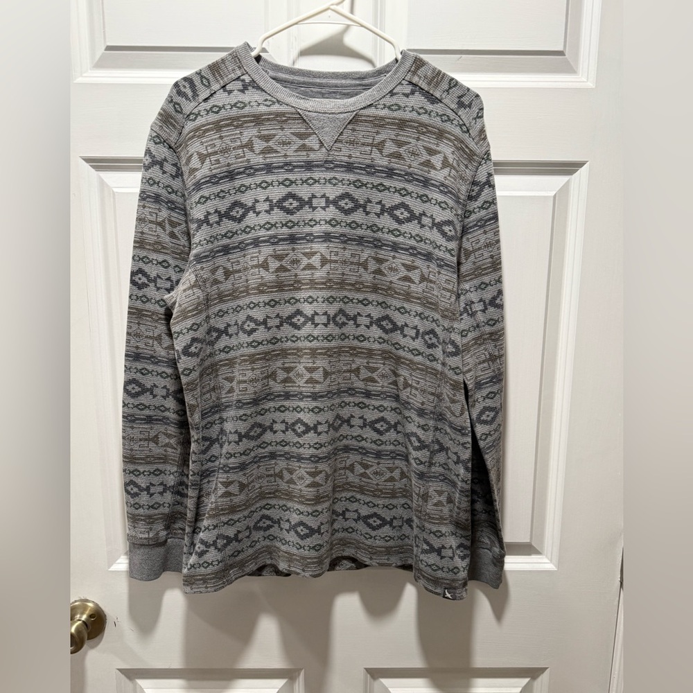 Eddie Bauer Waffle Knit Aztec Long Sleeve